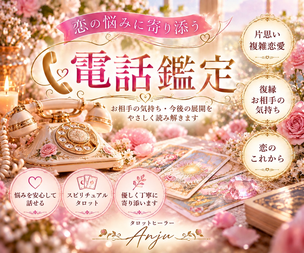 恋のお悩みをスピリチュアルタロットで鑑定します 片思い・復縁・複雑恋愛♡お相手の気持ちや今後を読み解きます イメージ1