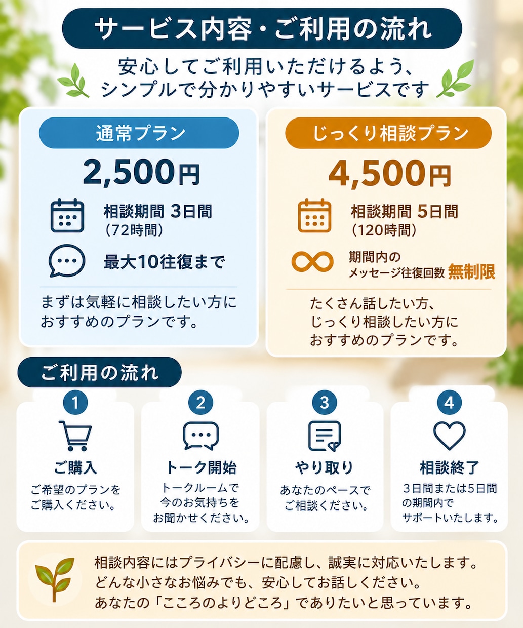 誰にも言えない悩みや本音を優しくお聞きします。ます 仕事・恋愛・夫婦関係など、どんなお話も否定せず寄り添います イメージ3