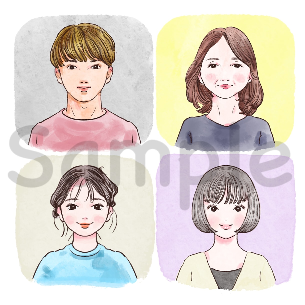 優しいタッチでかわいい水彩画風似顔絵を描きます SNSやHPのアイコンに。親しい方へのプレゼントにも◎ イメージ8