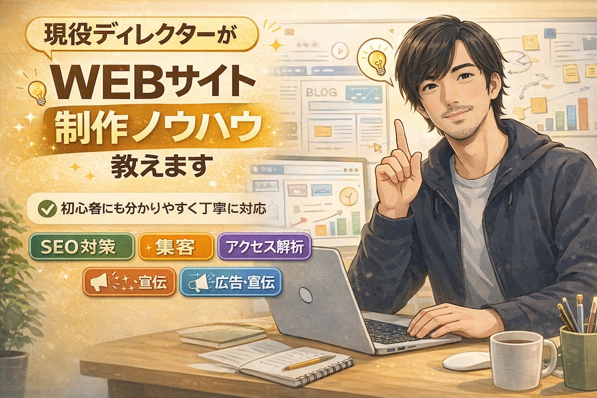 現役ディレクターがWEBサイト制作ノウハウ教えます 企業100サイト実績：EC、ホテル・不動産・物流、人材、放送 イメージ1