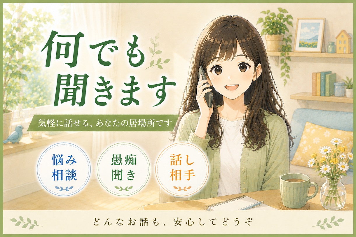 あなたの気持ちに寄り添い、共感しながらお聴きします 共感を大切に、あなたの気持ちを大切にお聴きします。 イメージ1