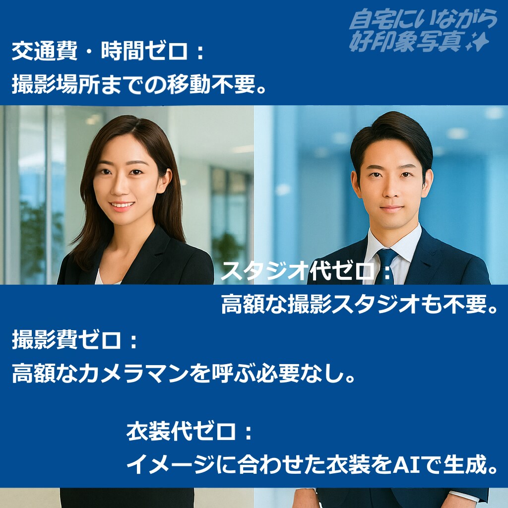 ビジネスで光る！選ばれる実写級AIプロフ画作ります 【顔写真だけ】で即プロ撮影級品質。第一印象が整う自己紹介写真 イメージ3
