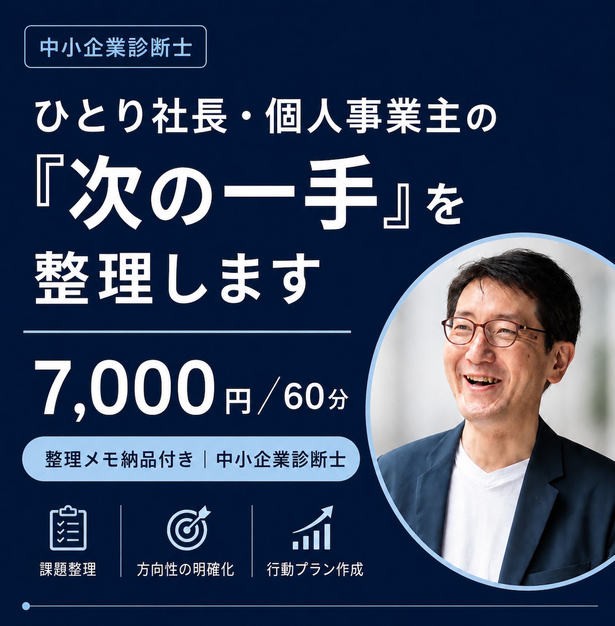 ひとり社長・個人事業主の「次の一手」を整理します 中小企業診断士｜60分の壁打ち｜打ち手と優先順位を提示 イメージ1