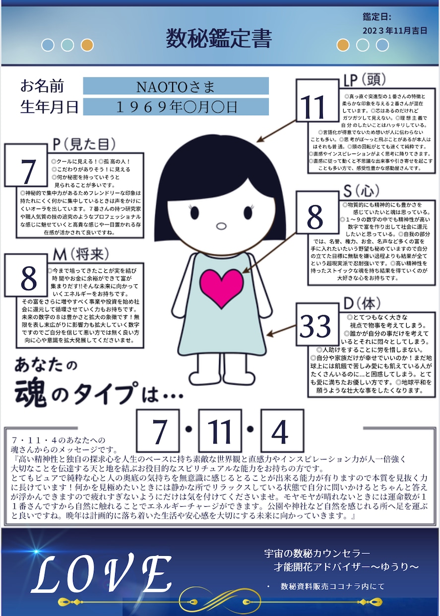 2026年|宇宙の数秘.認定講師が魂の声を届けます 生まれ持った才能と溢れる魅力が目覚める/未来が動き出す鑑定書 イメージ5