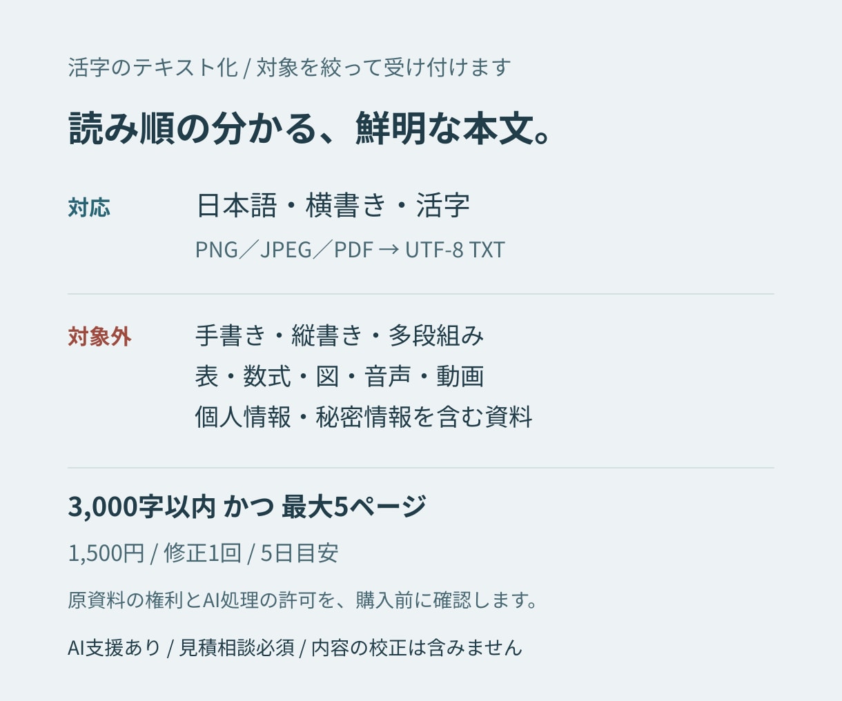画像とPDFの活字をテキスト化します 日本語3000字まで。原文照合と確認メモ付き イメージ3