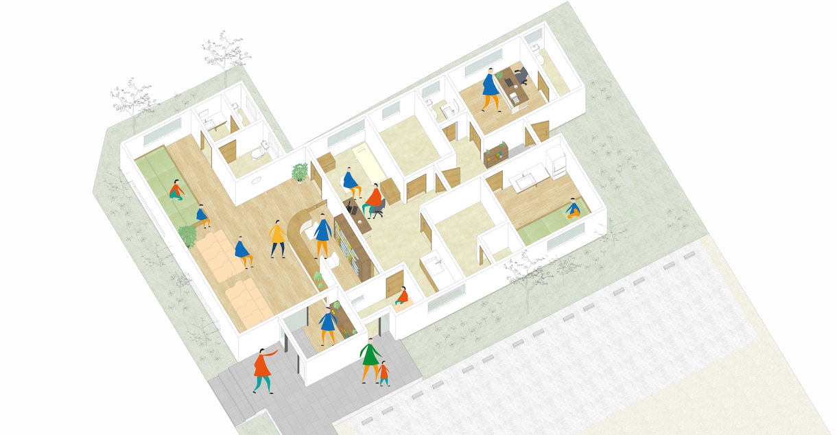 簡易的な建物のイラストを描きます 奥行き感を消したわかりやすい建物のパース イメージ1
