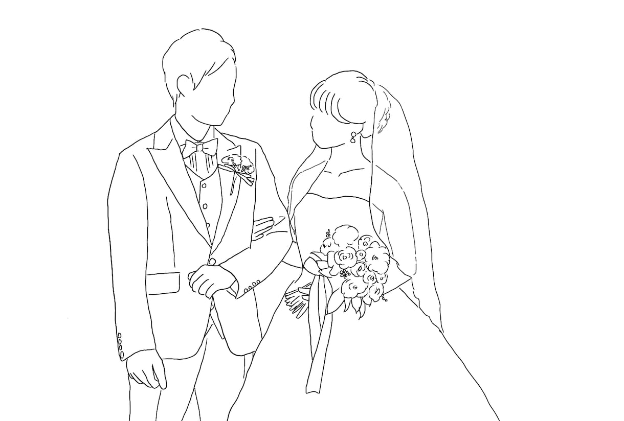 シンプルな線画お描きします 大切な１日を線画イラストにして残しませんか イメージ2