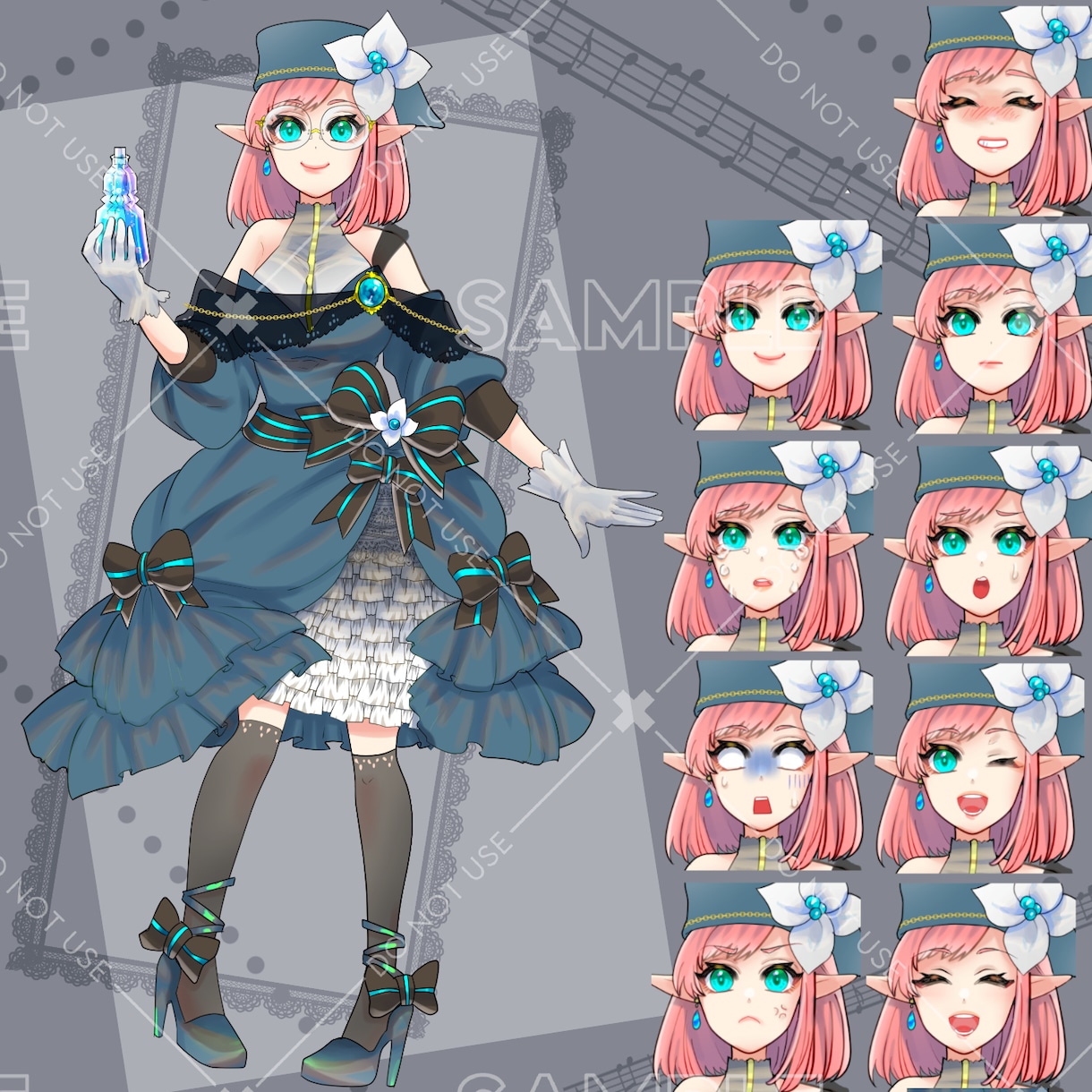 表情/眼鏡差分計20枚！エルフの女の子販売します TRPG等個人使用ならなんにでもお使いください！ イメージ2