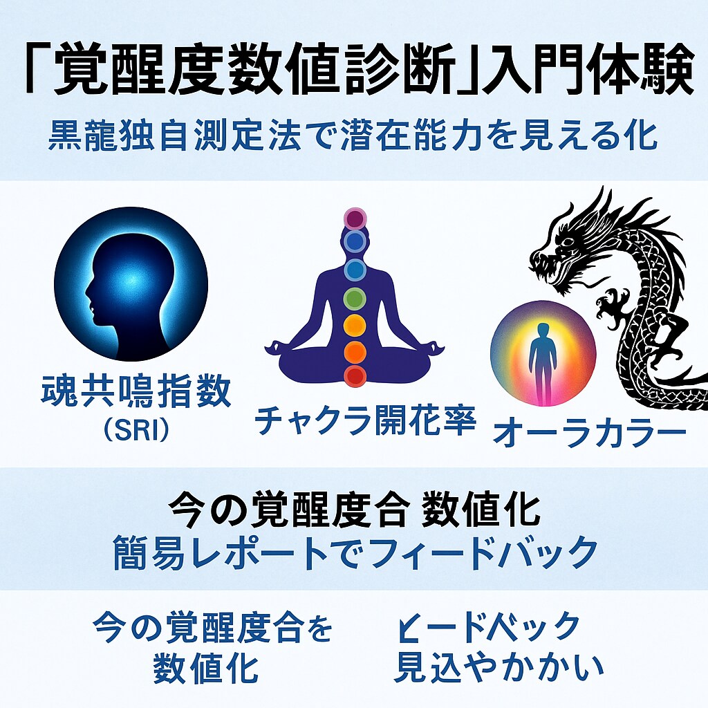 黒龍魂共鳴スキャンで覚醒度数値化レポート作成します 覚醒度数値診断入門体験　黒龍独自測定法で潜在能力を見える化 イメージ7