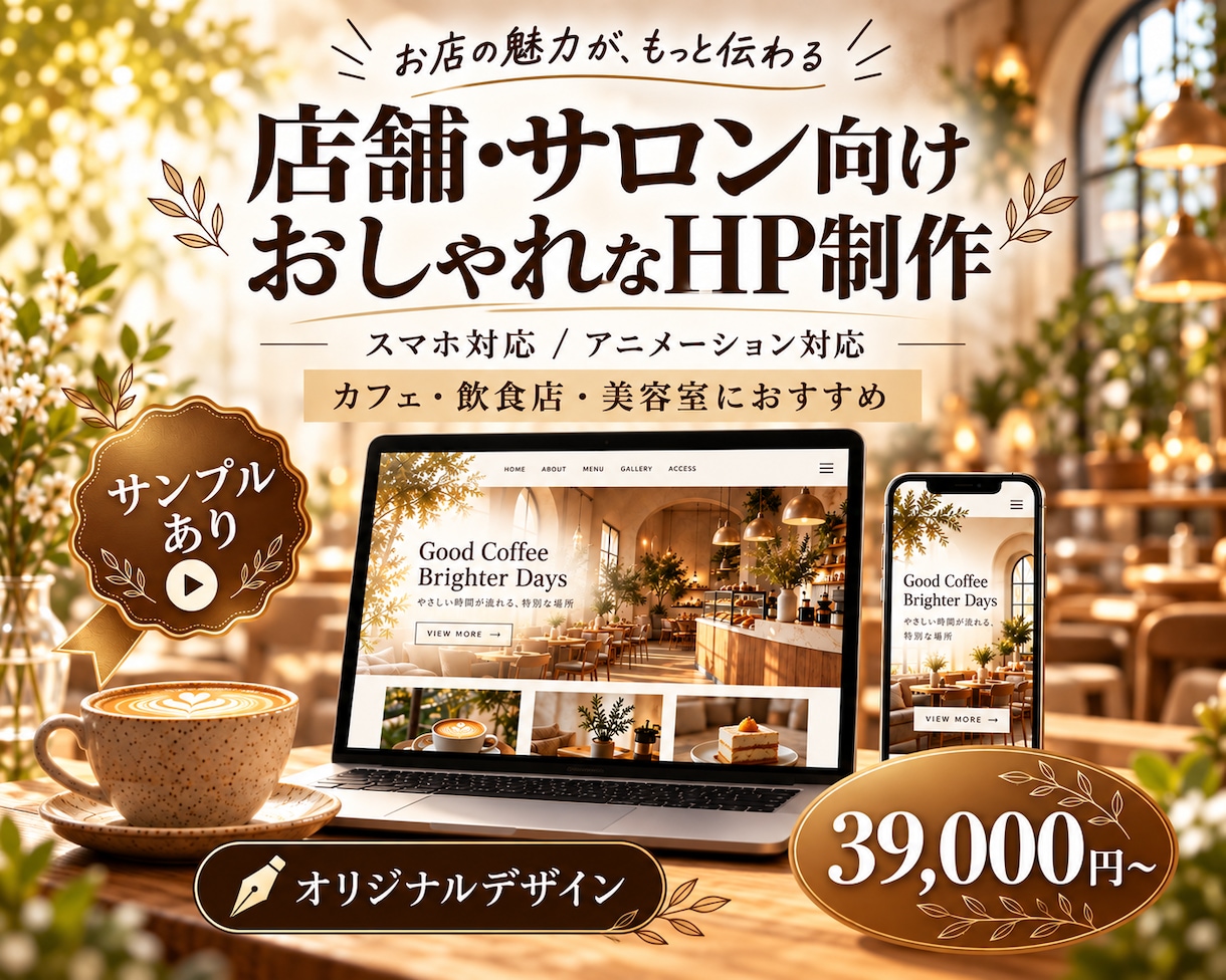 小規模事業者様向けのウェブサイトを作成します 遊び心のあるトップページを、格安で、あなたのお店に。 イメージ1