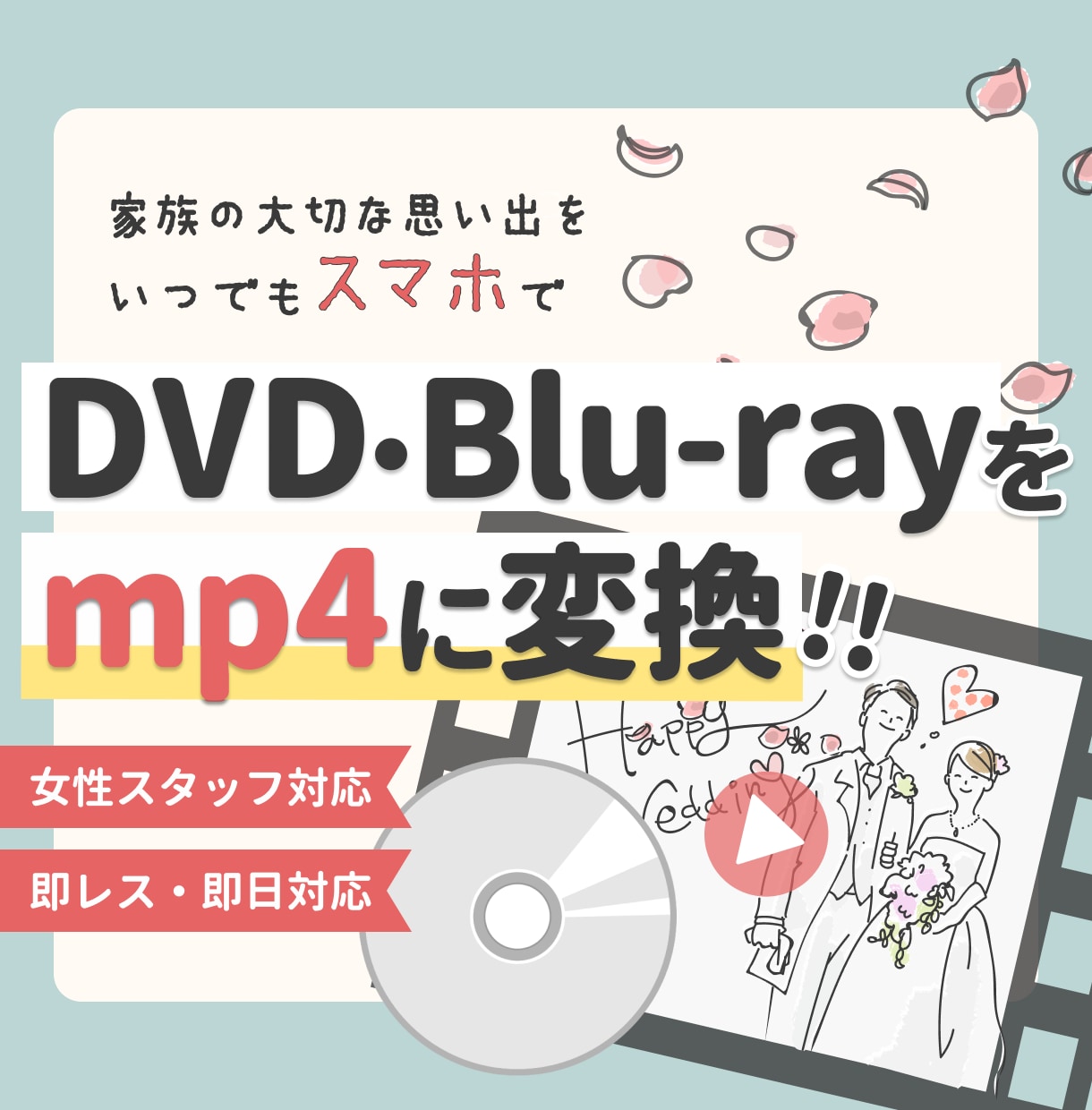 ココナラ最安値！DVDをmp.4に変換します 想い出を身近にみれるようにします イメージ1