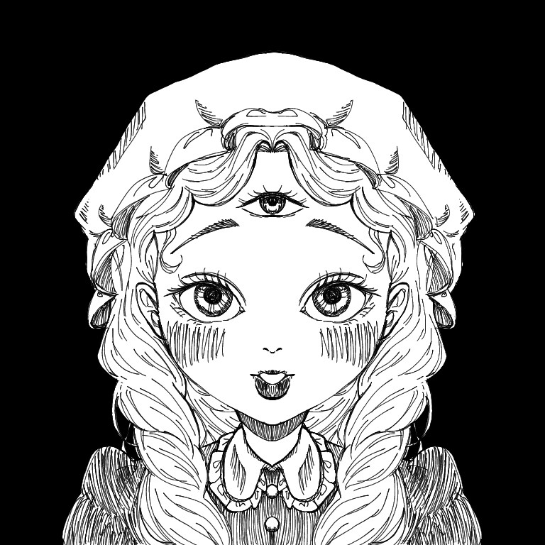 モノクロでペン画風少女イラスト描きます 少しダークで可愛い少女のイラストを描きます イメージ2