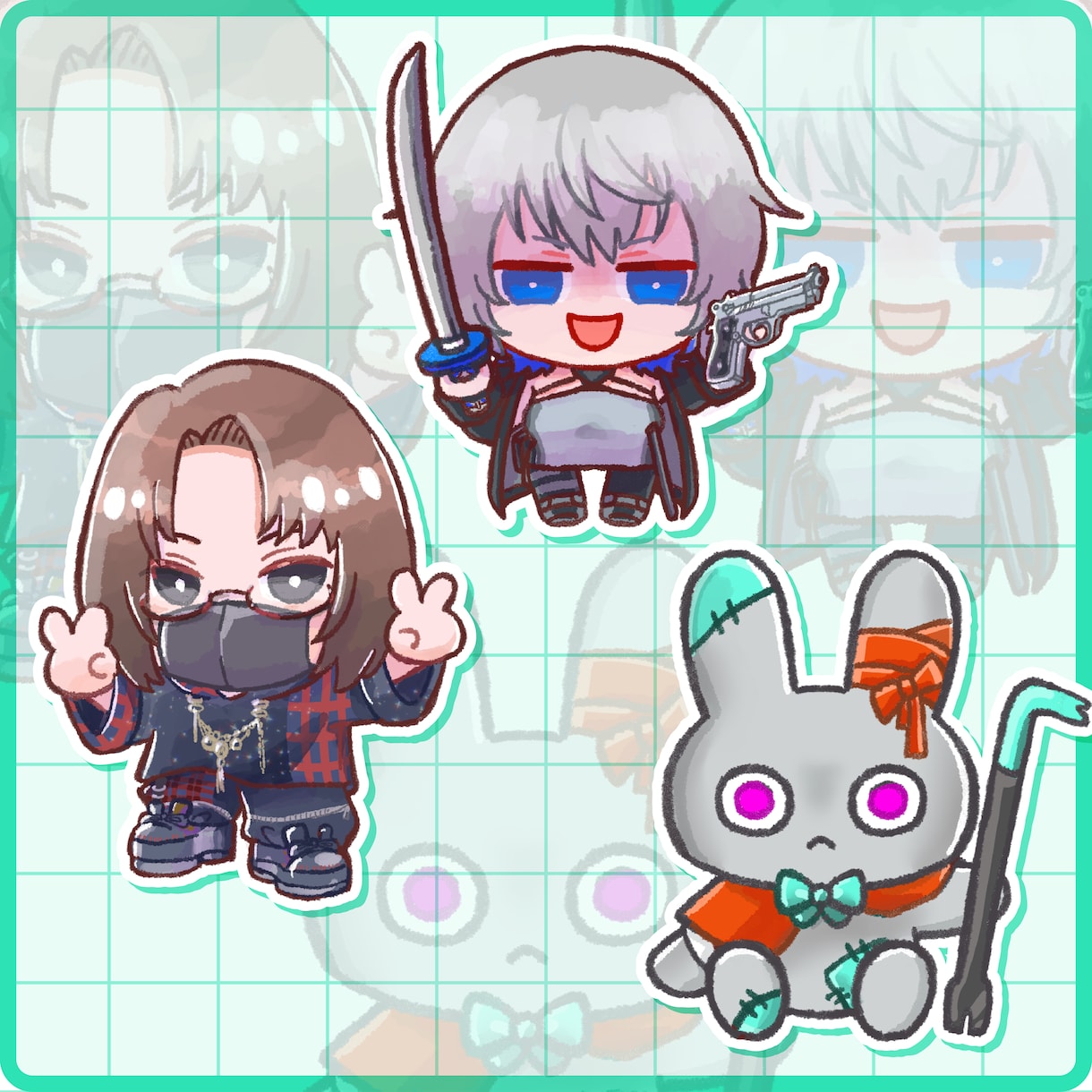 2026年限定！初回お試し価格でイラスト描きます クレヨン風！ふんわりかわいい1.5頭身のちびキャライラスト！ イメージ2