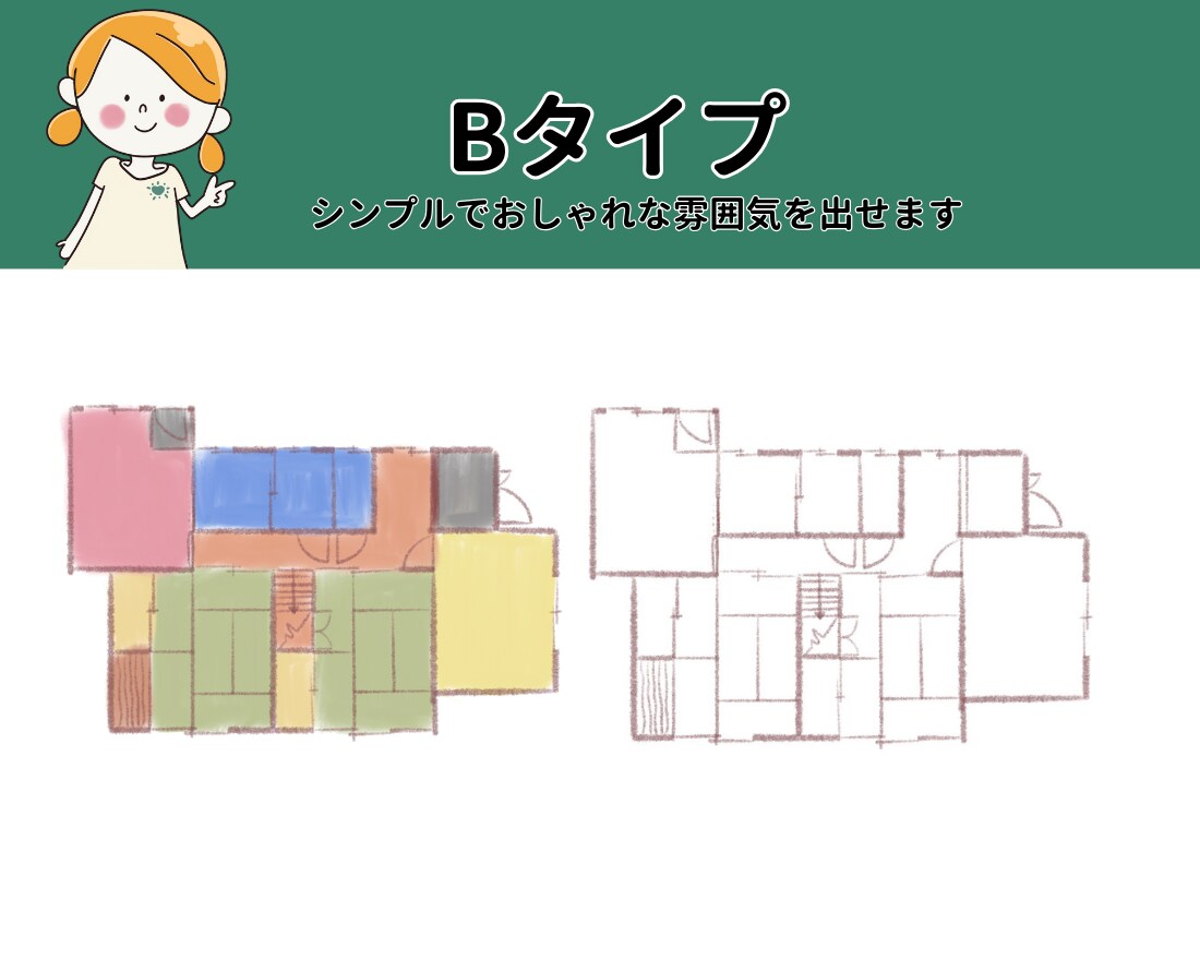 平面図をおしゃれで優しい手書きタッチに仕上げます 【先着５名様限定価格❗️】線画＋カラーセットでお得！ イメージ5