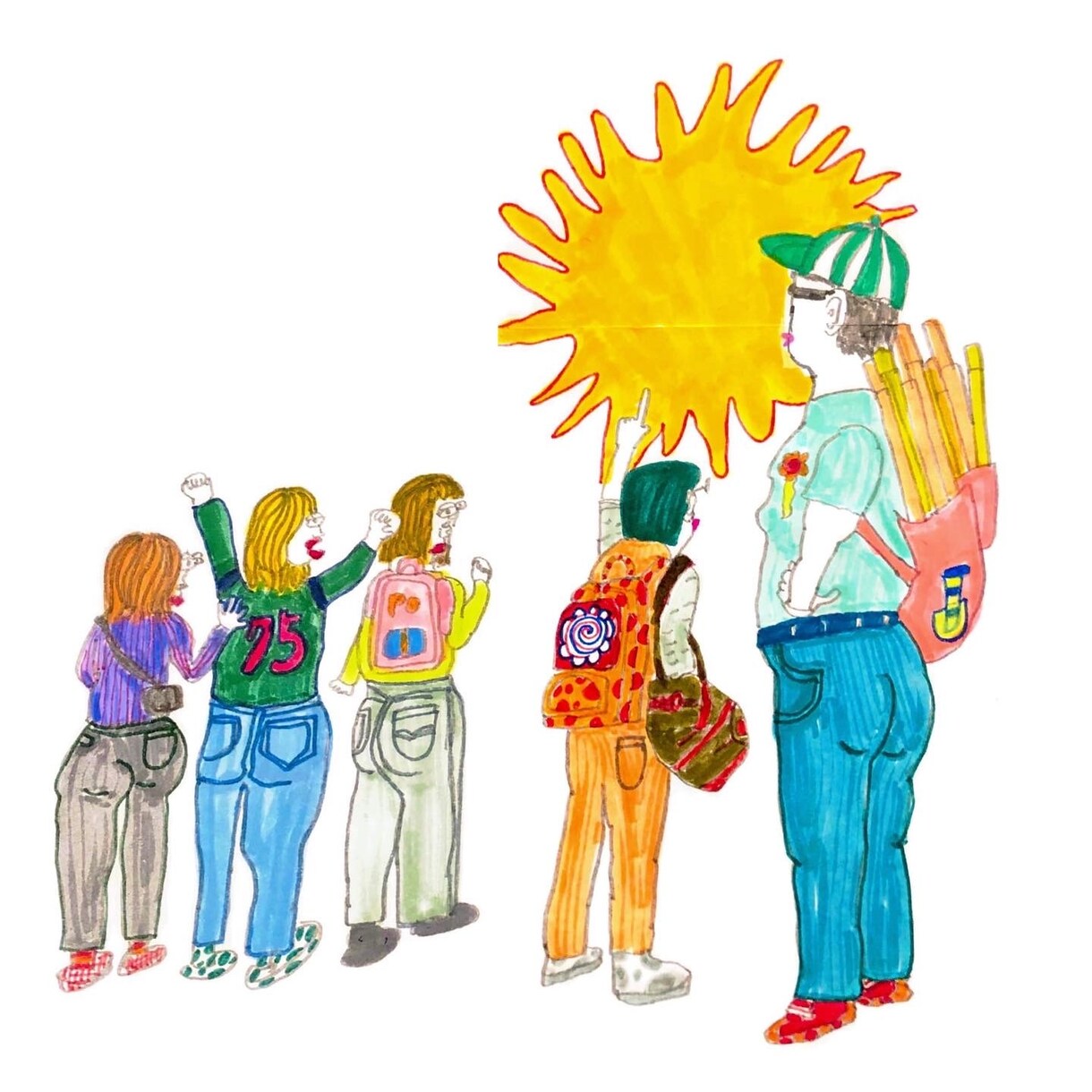 カラフルに気分明るくなる個性的な絵を描きます 手書きスタイルで似顔絵や絵のプレゼント、飾りたいに答えます！ イメージ9
