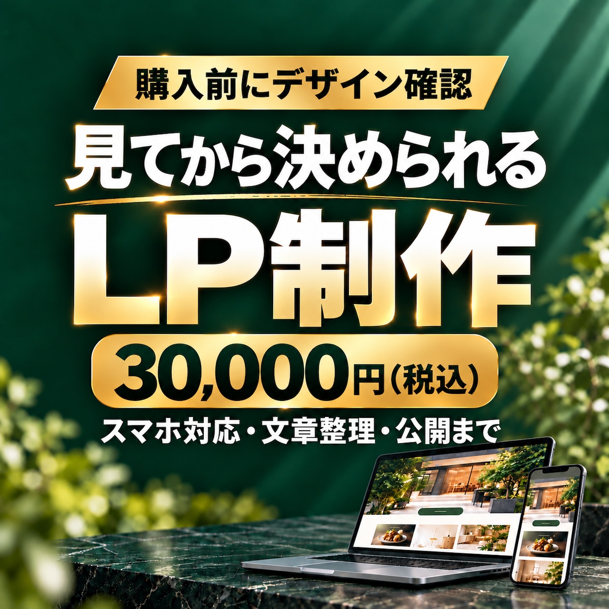 購入前にデザイン確認できるLPを制作します 文章整理・スマホ対応・公開までまとめてお任せください イメージ1
