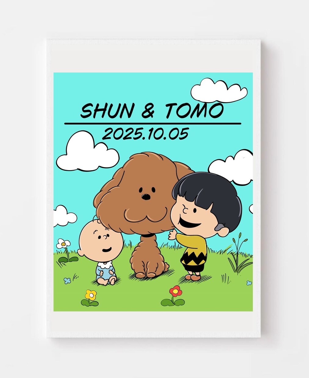 スヌーピー　みたいにかわいい似顔絵を！ます ウェルカムボードや誕生日プレゼント　結婚祝いに最適！ゆるふわ イメージ7