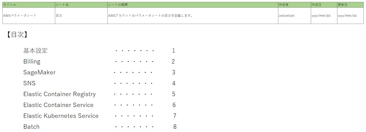 AWSのパラメータシートのフォーマットを販売します 現役エンジニアによるAWSのパラメータシート イメージ2