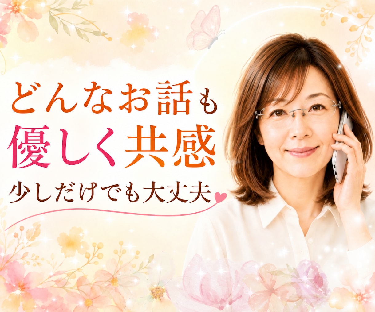 あなたのお気持ち、最後までじっくりお伺いします 些細な事から深刻なお悩み 自慢話や愚痴聞きも遠慮はご無用です イメージ1