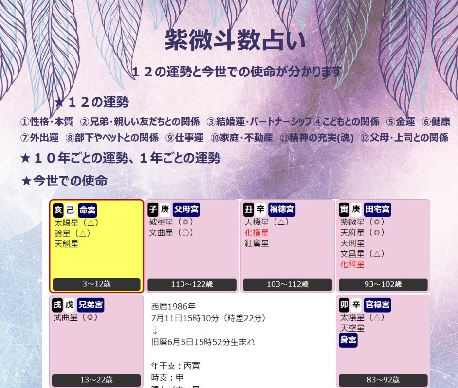 魂の喜ぶ仕事占います 紫微斗数で自分の才能や魅力を生かした鑑定書をお届けします イメージ3