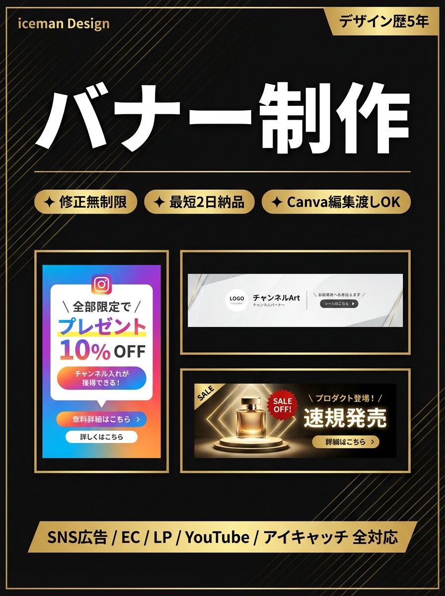 修正無制限！イメージ通りのバナー制作します 修正無制限で妥協ＺＥＲＯ！「納得」のその先を実現します イメージ1