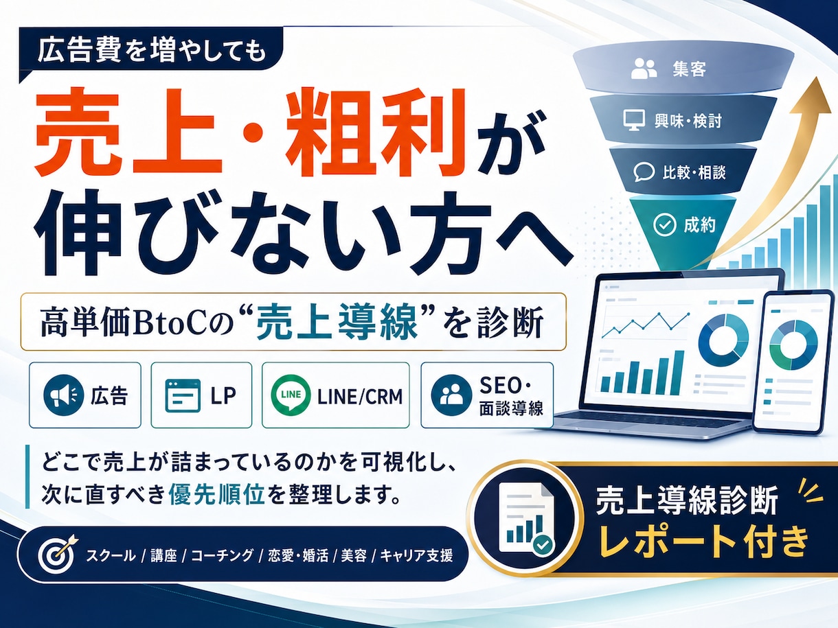 売上導線の詰まりを診断します 広告・LP・LINE導線を横断診断 イメージ1