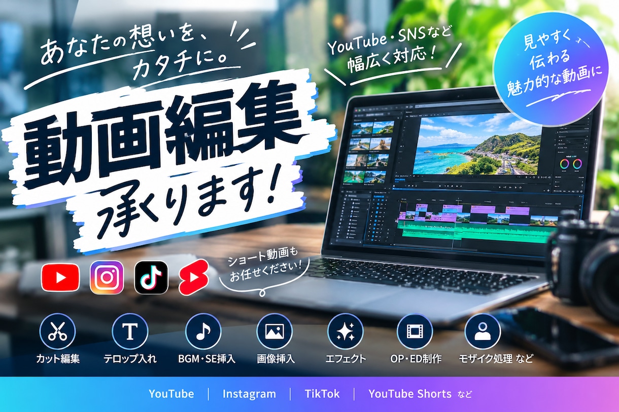 見やすく飽きない動画に編集します ショートからYouTubeまで幅広く対応 イメージ1