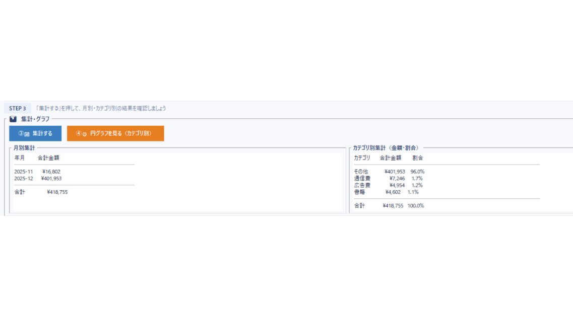 副業向け経費集計ツールを販売します CSV読込だけで経費を自動集計 イメージ4