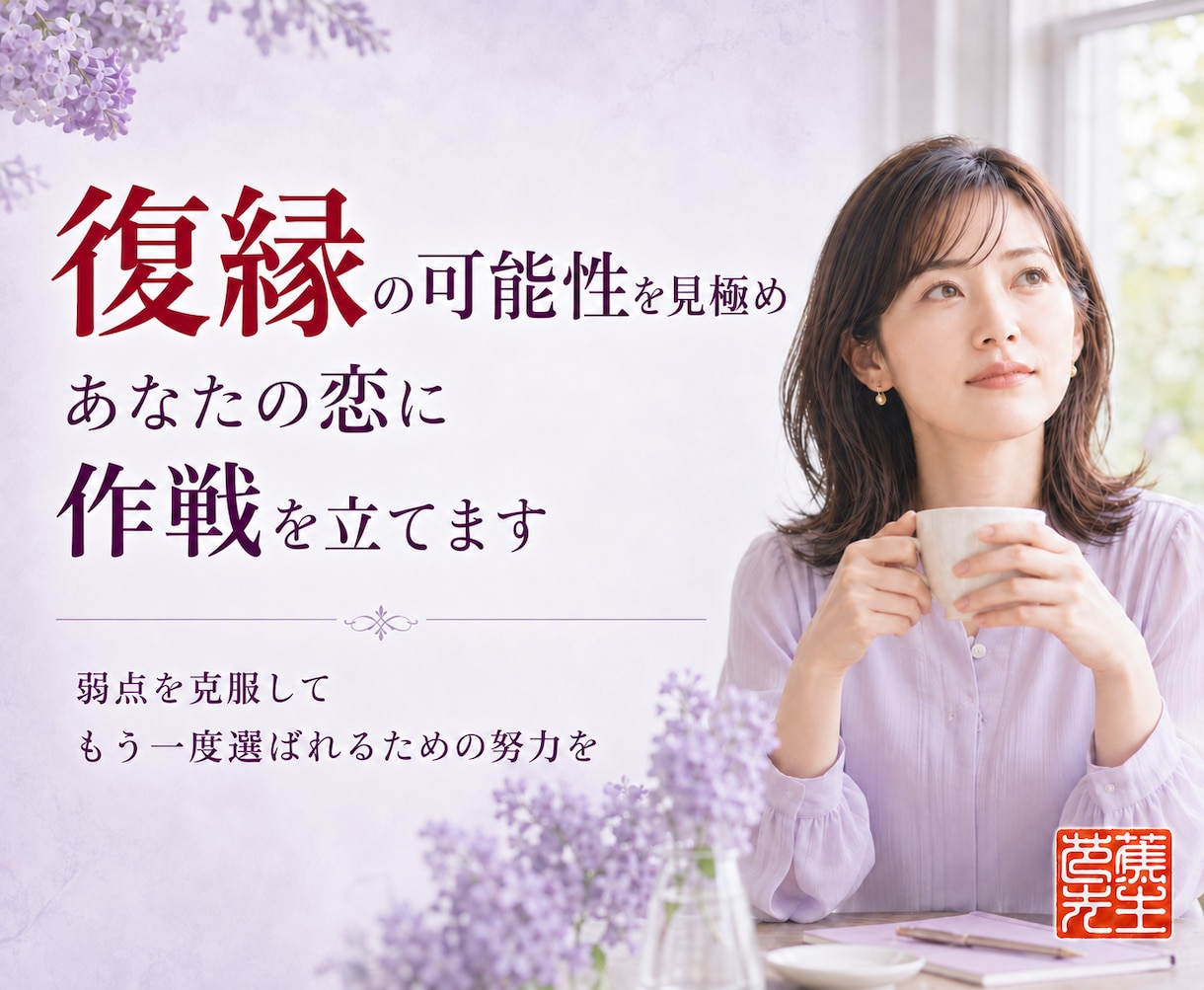 復縁の可能性を見極めあなたの恋に作戦を立てます 弱点を克服して　もう一度選ばれるための努力を イメージ1