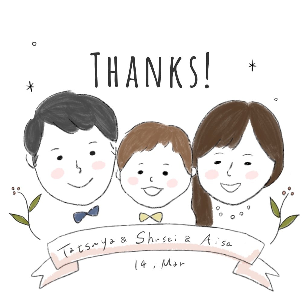 受注制作／ゆるふわ似顔絵描きます データ納品！結婚式のサンクスタグにおすすめ！ イメージ4