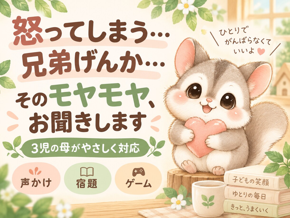 子育ての悩みを3児の母が一緒に整理します 怒ってしまう・兄弟げんか・育児のモヤモヤをお聞きします イメージ3