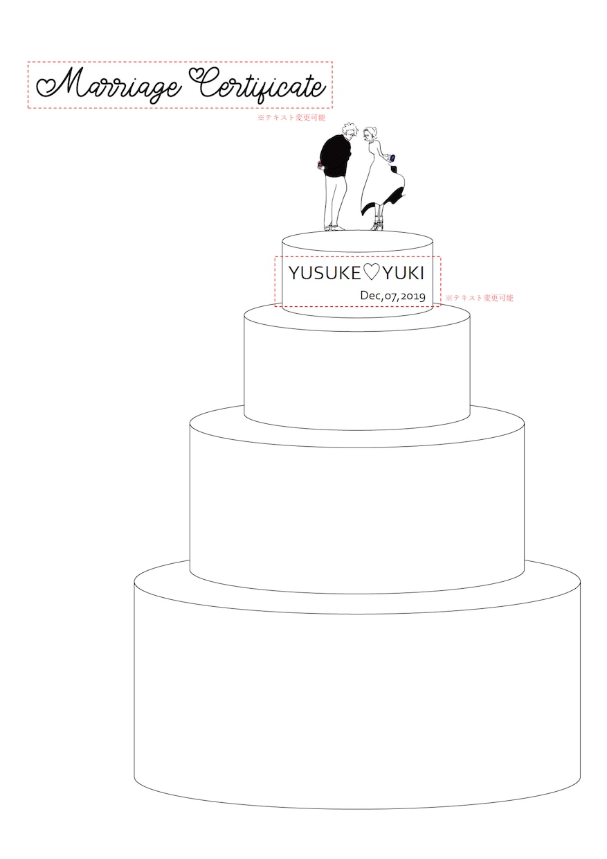 結婚証明書作ります /ゲスト参加の永遠に残る二人のウェディングケーキ イメージ4