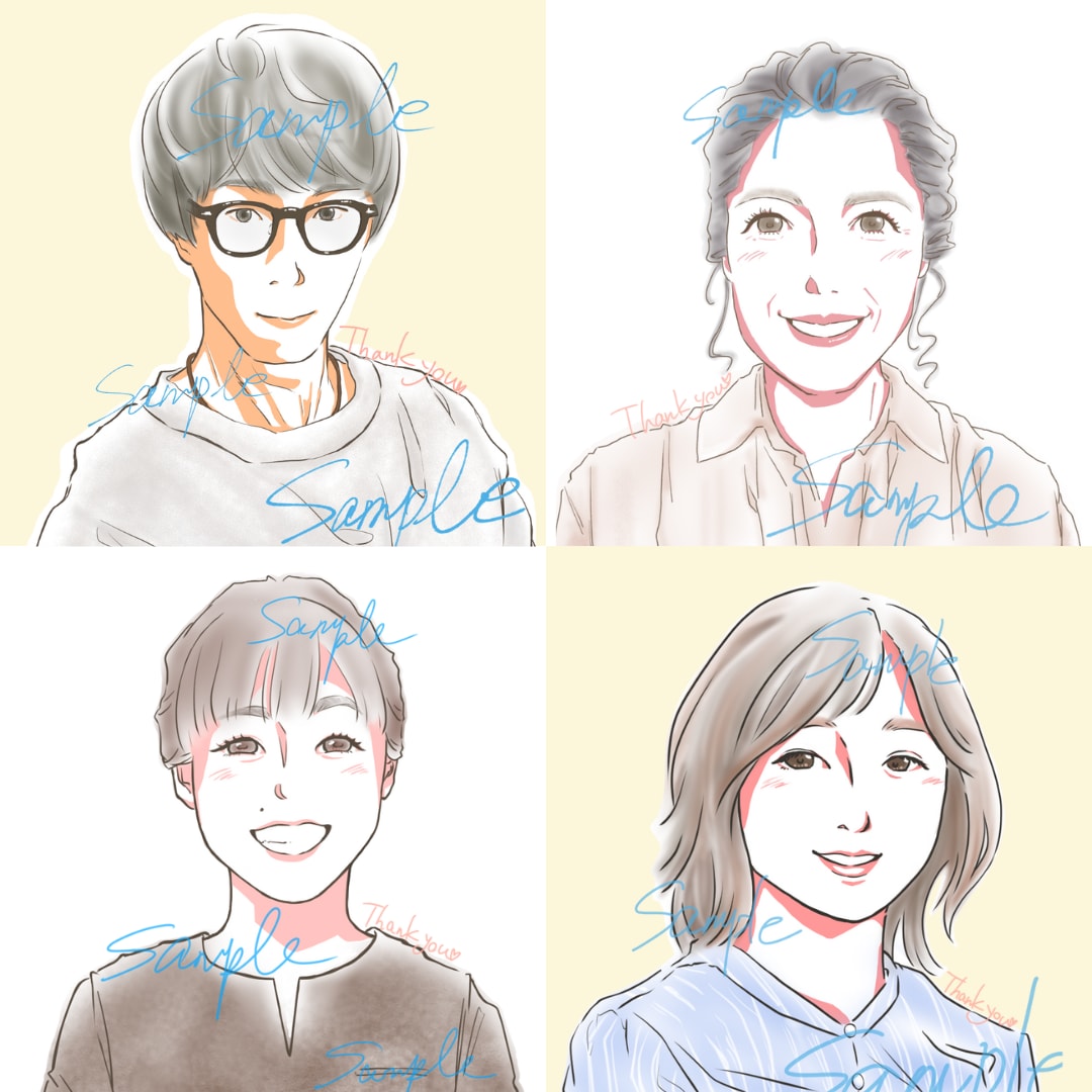 やわらかく優しい印象の似顔絵描きます アイコンやプレゼントにも！きれいめ、ふんわり印象のイラスト。 イメージ3