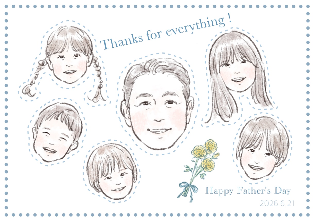 父の日・母の日に♪想いを伝える似顔絵描きます お誕生日や敬老の日のプレゼントにも♡※データお渡し イメージ1