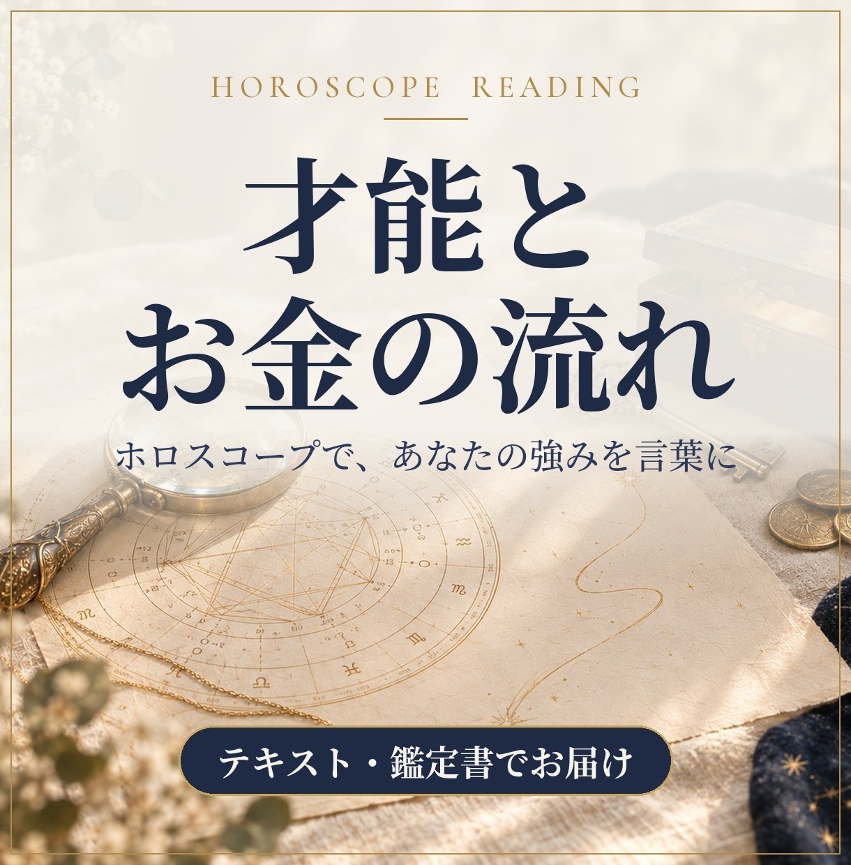 才能とお金の流れをホロスコープから読み解きます 強みを言葉にして、仕事とお金につながる行動まで一緒に考えます イメージ1
