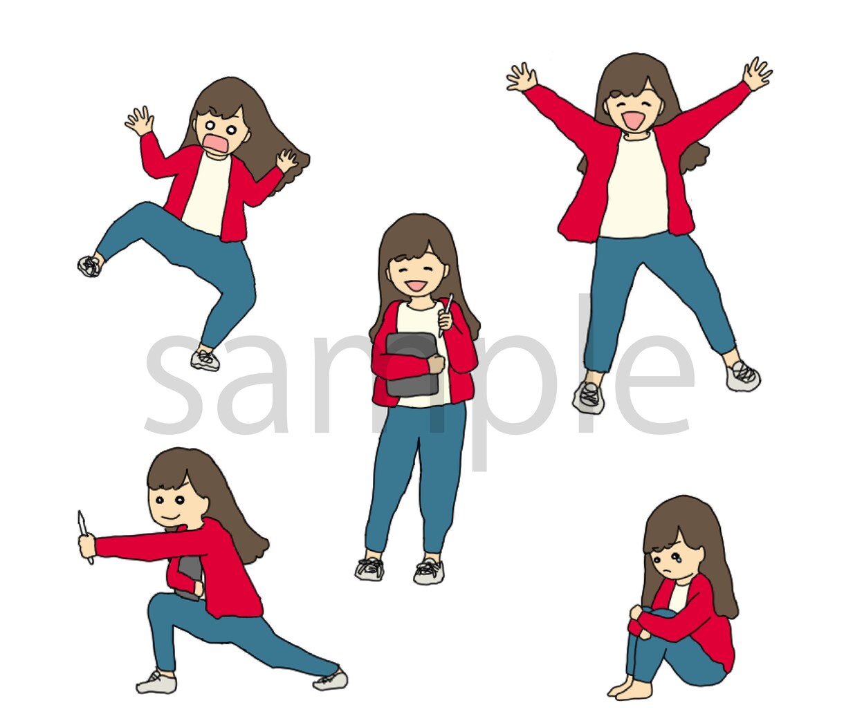 全身アイコン★５ポーズセットで販売します アイキャッチやサムネイルぴったり！ イメージ1