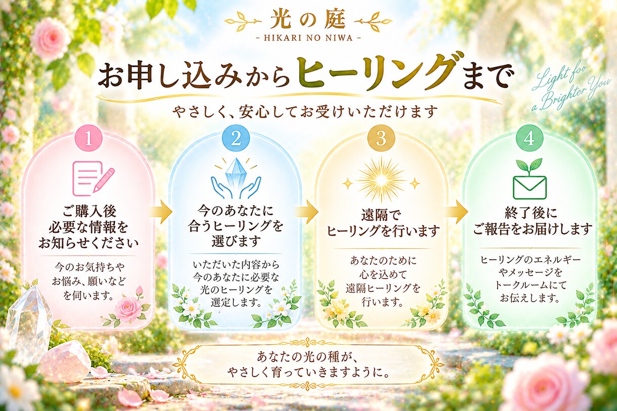 あなたの光の種を育てる遠隔ヒーリングを届けますます 今のあなたに必要な光を選び、本来の輝きへやさしく寄り添います イメージ5