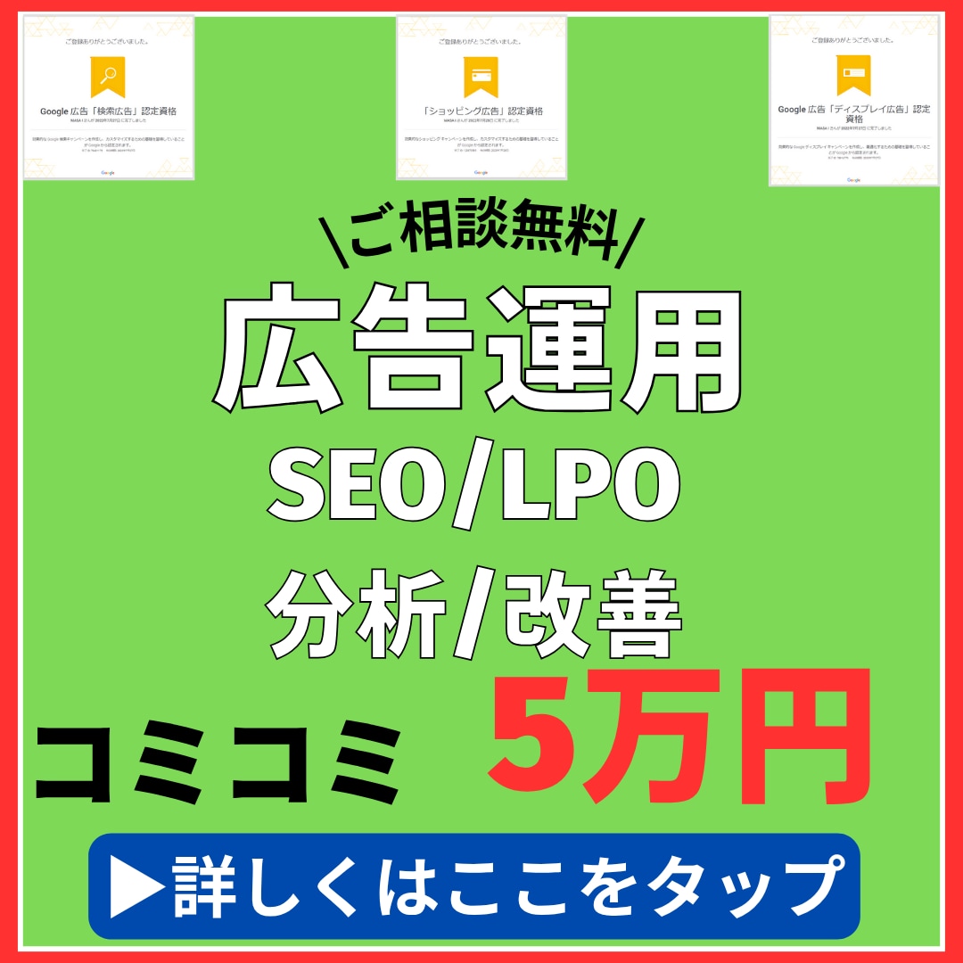 プロのWEB広告運用+Web周りのご相談に乗ります 広告運用以外でもSEOやSNSマーケティングも受け付けます イメージ1