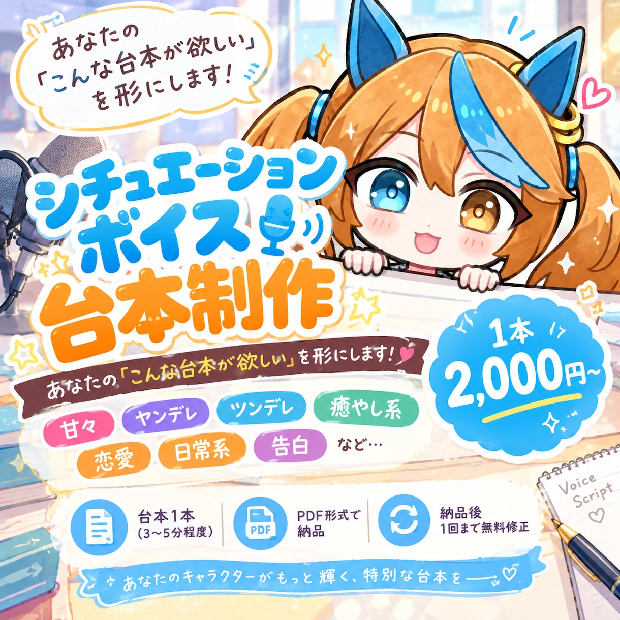 シチュエーションボイス台本を制作します あなたの「こんな台本が欲しい」を形にします！ イメージ1
