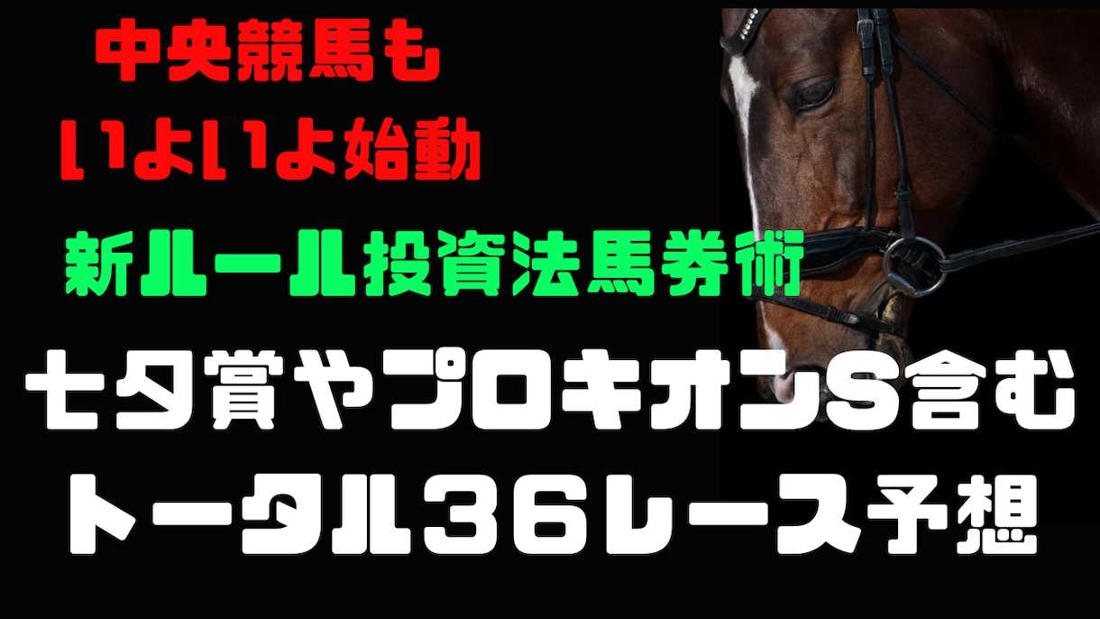 土日の中央競馬！勝負の３６レース予想します プロキオンSや七夕賞など厳選の土日３６レース予想になります！ イメージ1
