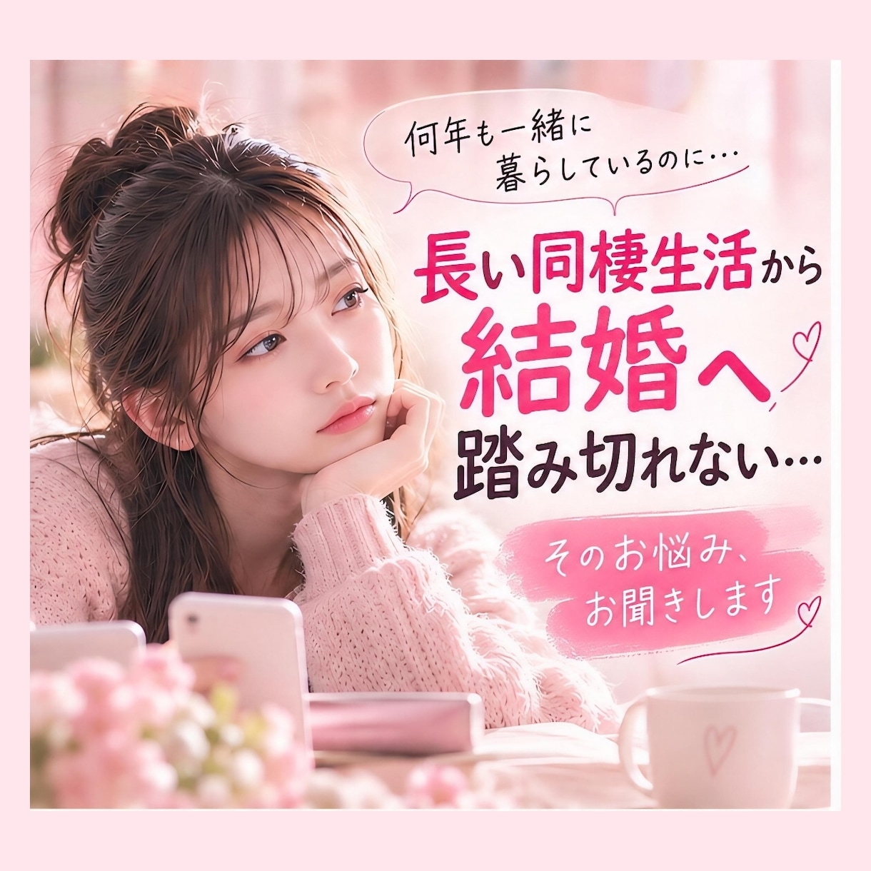 長い同棲生活から結婚への悩みに寄り添います 結婚への迷いや将来の不安を一緒に考えます イメージ1