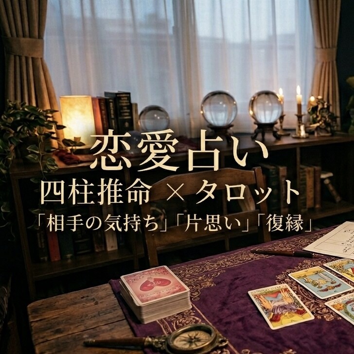 四柱推命とタロットで恋愛や相手の気持ちを鑑定します 生年月日とタロットから恋愛の悩みを丁寧に読み解きます イメージ1