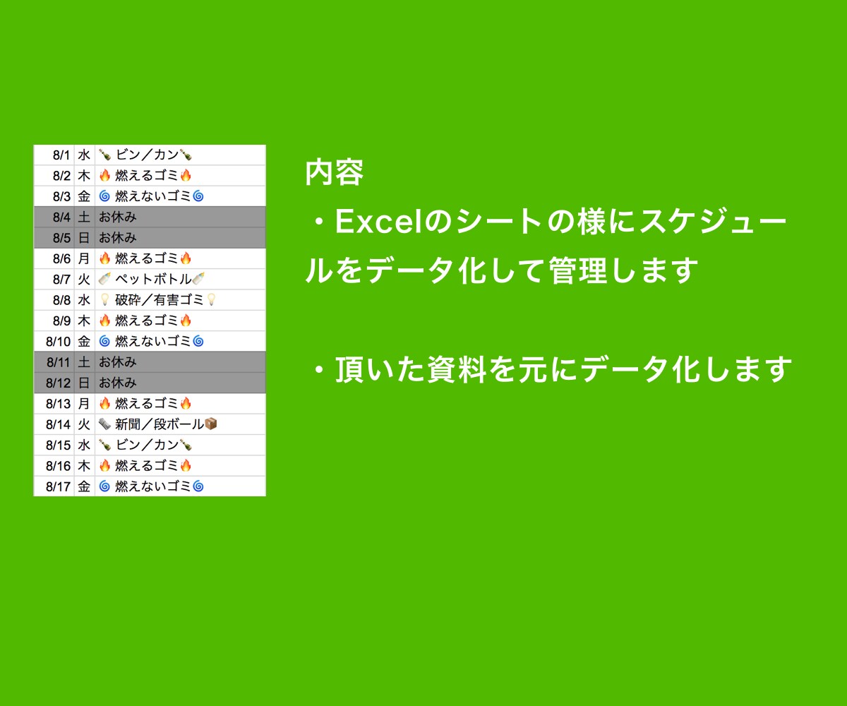 ゴミの収集スケジュールのLINE通知機能を作ります あれ？今日/明日って何のゴミの日だっけ？を解決 イメージ3