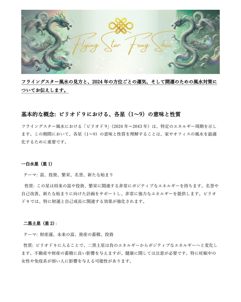 2024年版フライングスター風水の冊子販売します 日本でまだ知られていないフライングスター風水開運法を伝授 イメージ4