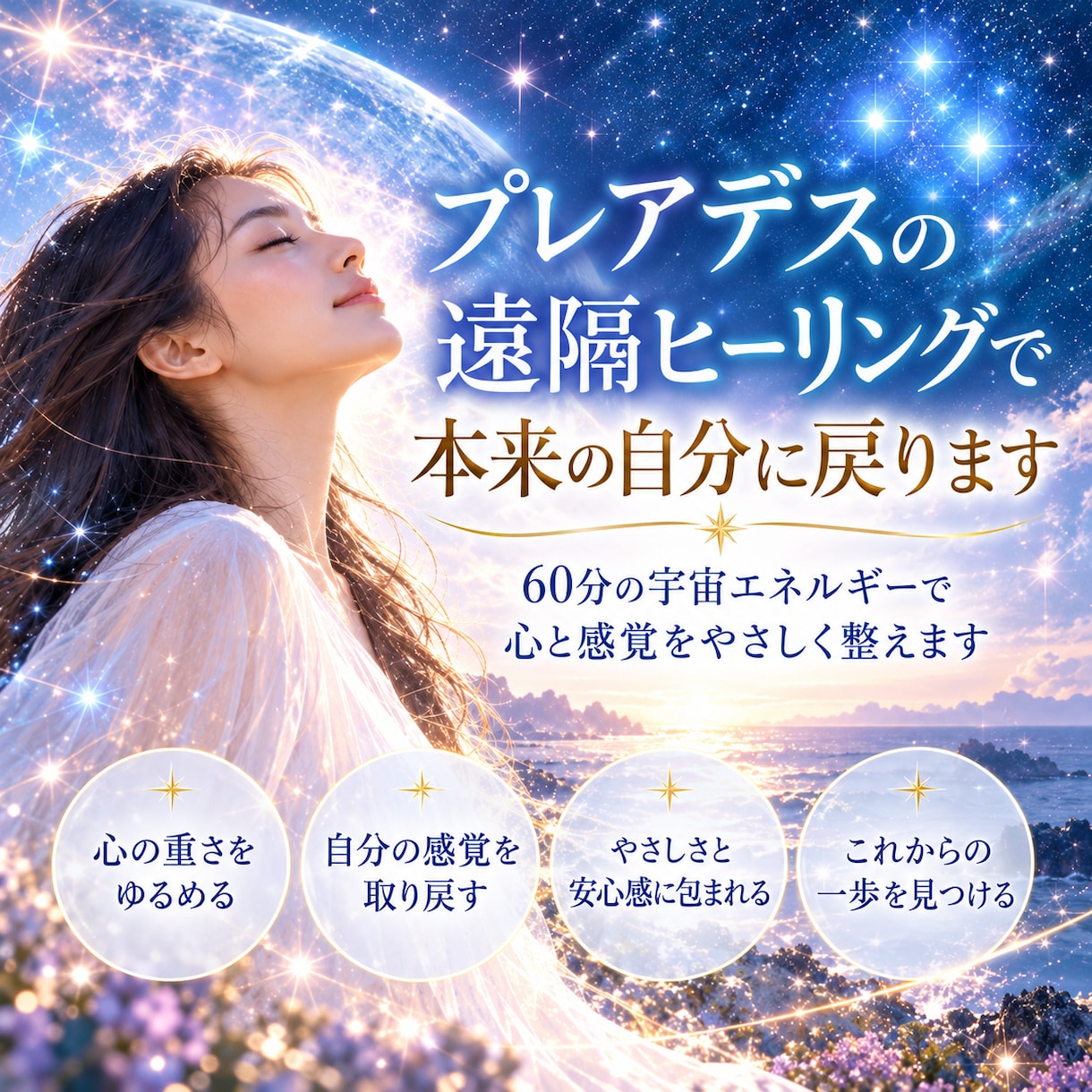 プレアデスの遠隔ヒーリングで本来の自分に戻ります 60分の宇宙エネルギーで心と感覚をやさしく整えます イメージ1