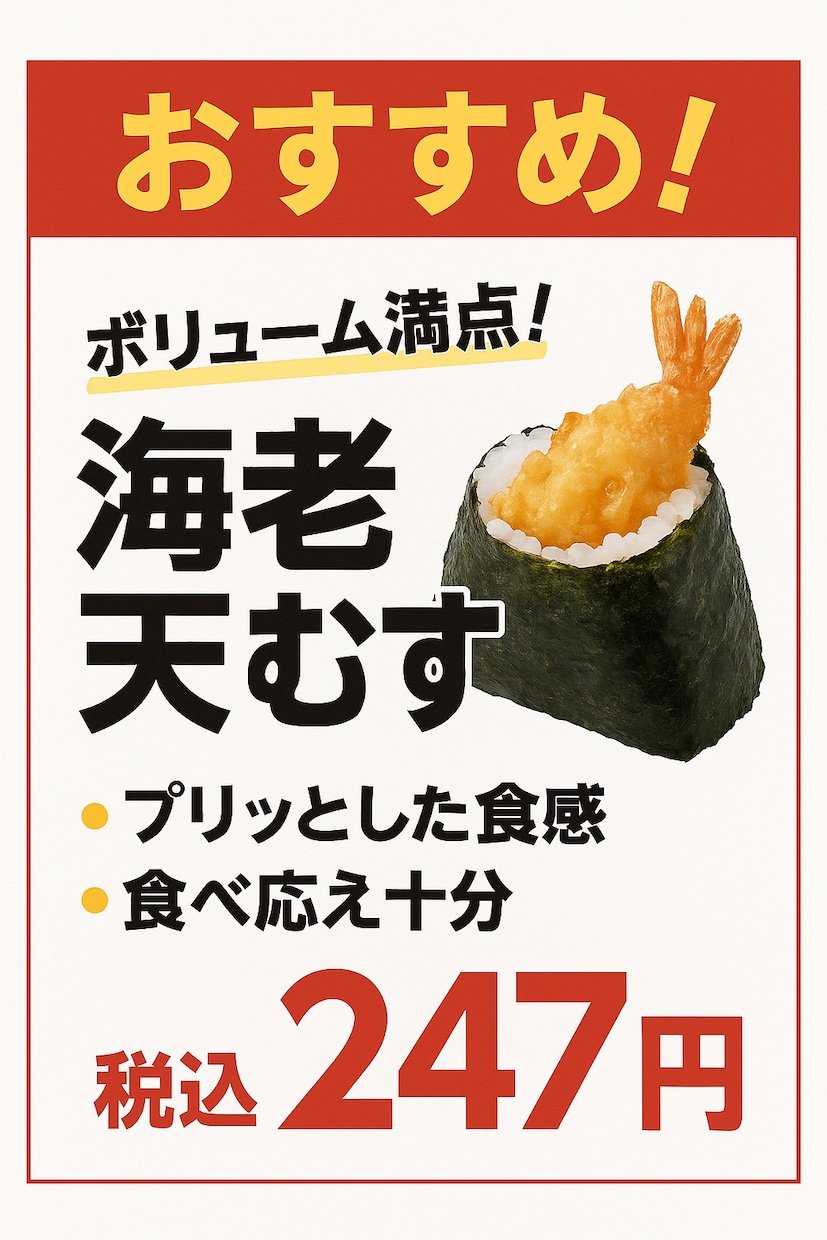 修正無制限　コンビニ売場で使えるPOPを作成します 現場目線で「3秒で伝わる」POPを作成します。 イメージ2