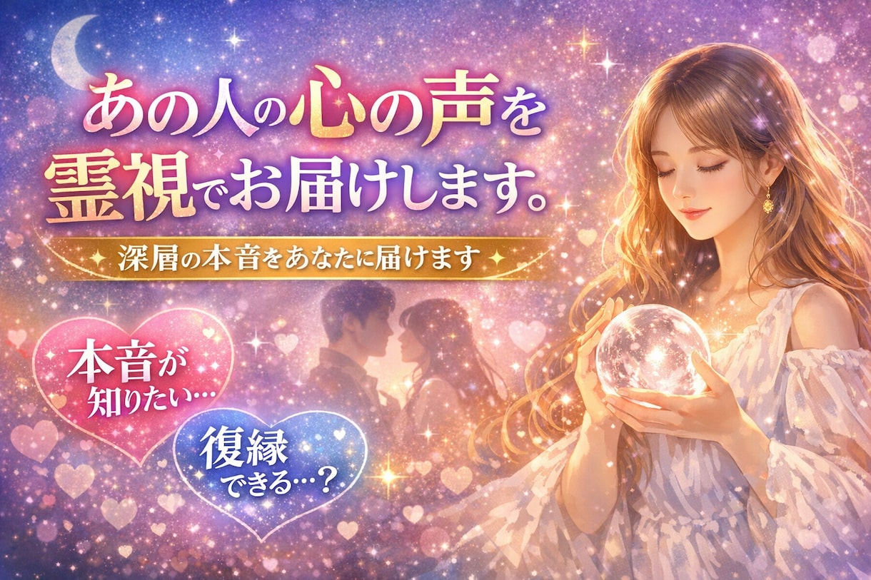 あの人の心の声深層から響く本音を霊視でお届けします あの人の想いをもう一度感じてみませんか霊視で知る本当の気持ち イメージ1