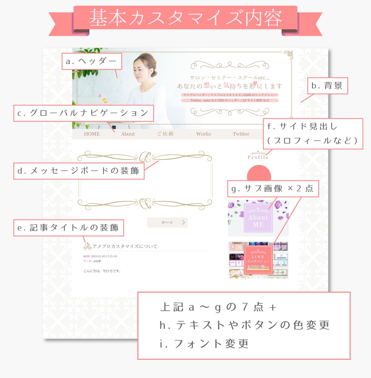 コスパ◎デザイン◎アメブロフルカスタマイズします デザイン2パターン提案！コスパ◎フルカスタマイズ イメージ2