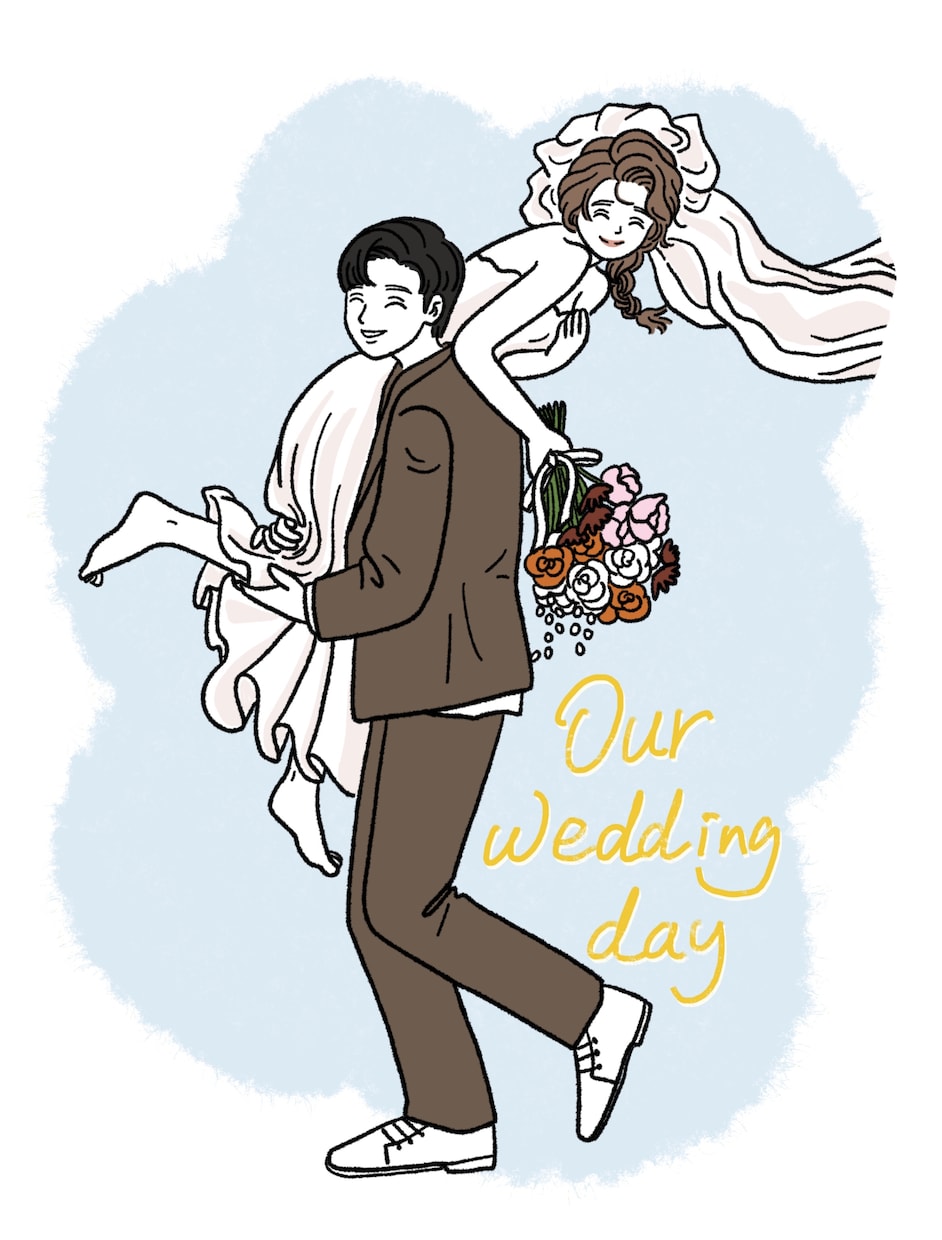 大人かわいいウェディングイラストを描きます 結婚式や記念日を、大人かわいい雰囲気のイラストに仕上げます。 イメージ2