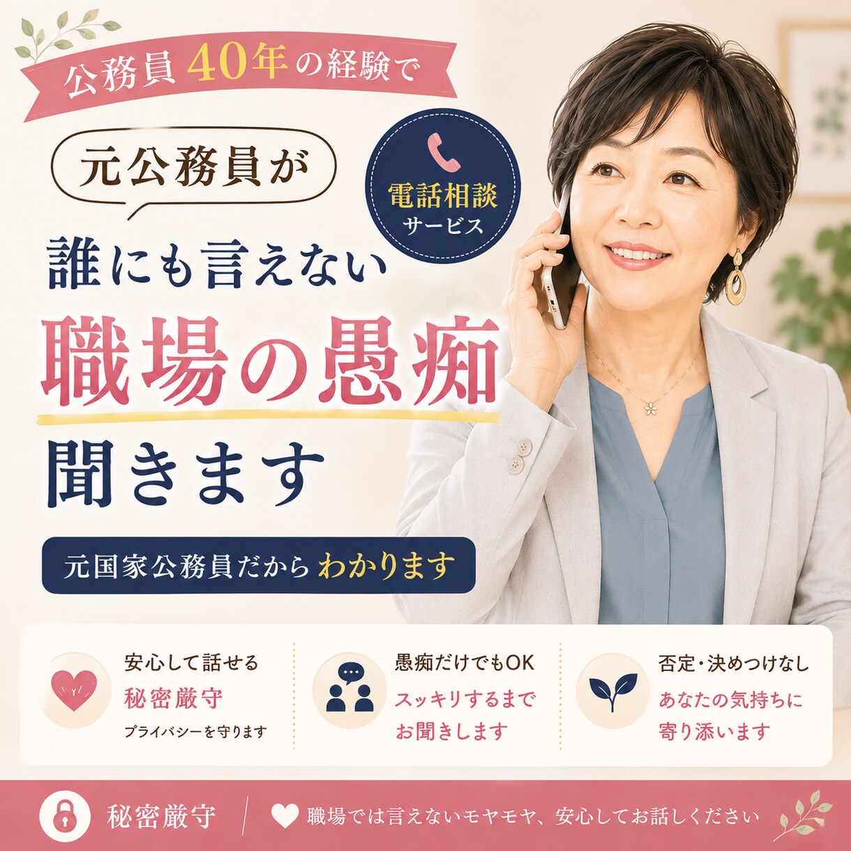 元公務員が誰にも言えない職場の愚痴聞きます 公務員40年の経験で、職場では言えない本音に寄り添います イメージ1
